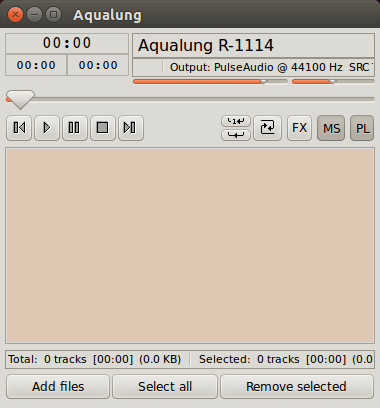 Aqualung. Окно программы