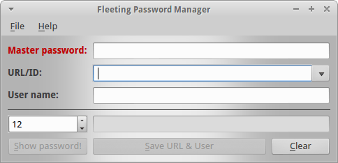 Fleeting Password Manager. Окно программы