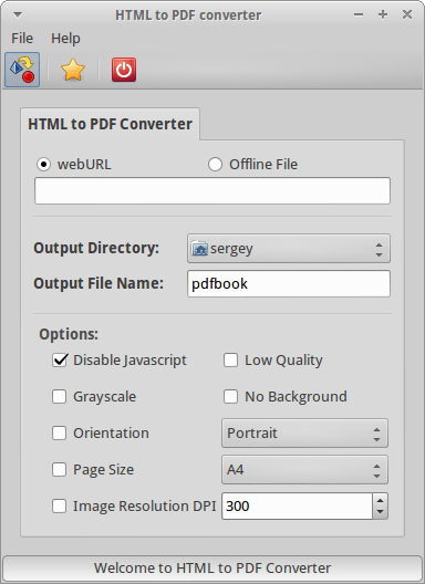 HTMLtoPDF. Главное окно