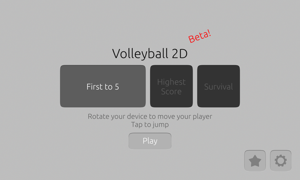 Volleyball 2D. Menu game