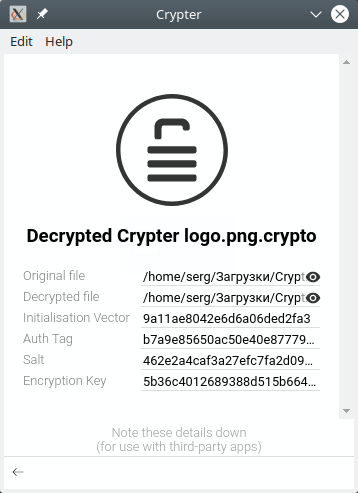 Crypter. Расшифровка файла