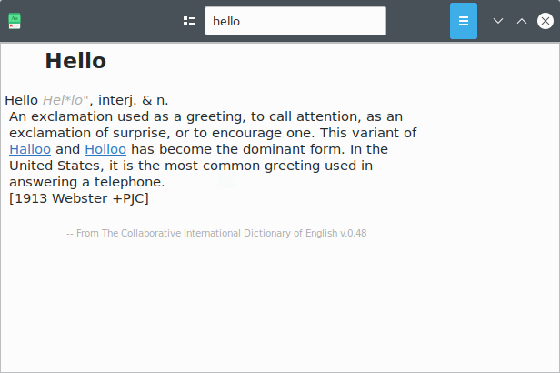 GNOME Dictionary. Поиск определения слова
