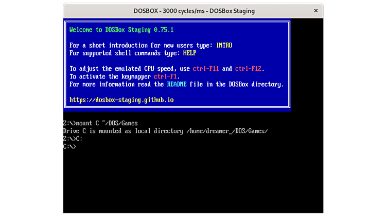 DOSBox Staging. Скриншот 2. Скриншот взят с официального сайта