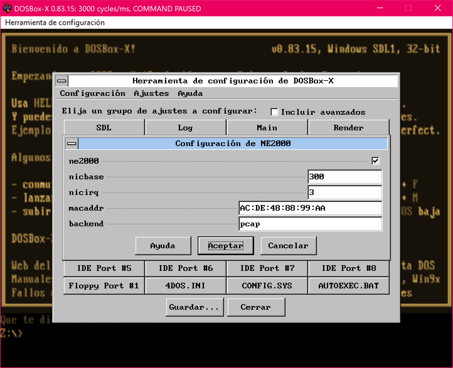DOSBox-X. Configuration Tool running in DOSBox-X. Скриншот взят с официального сайта
