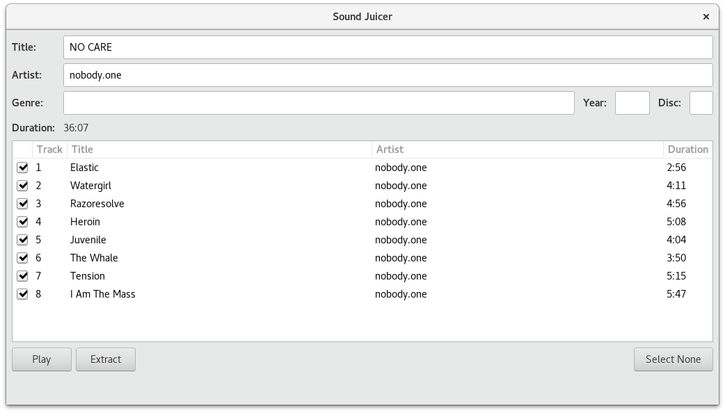 Sound Juicer. Окно программы. Скриншот взят с официального сайта