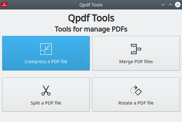 Qpdf Tools. Стартовое окно