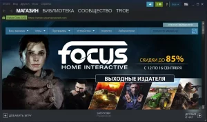 Steam. Окно программы