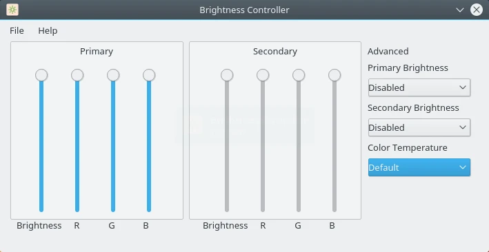 Brightness Controller. Окно программы