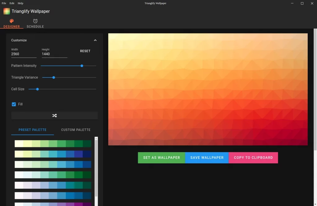 Trianglify Wallpaper. Создание и сохранение обоев