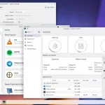 Рабочая среда KDE Plasma 6.2 c открытыми приложениями
