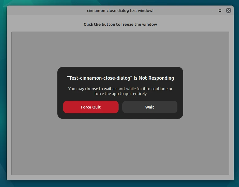 Cinnamon 6.4. Переработанное диалоговое окно Принудительное завершение