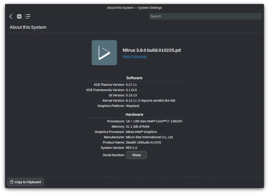 Nitrux 3.9.0 pd. Информация о системе