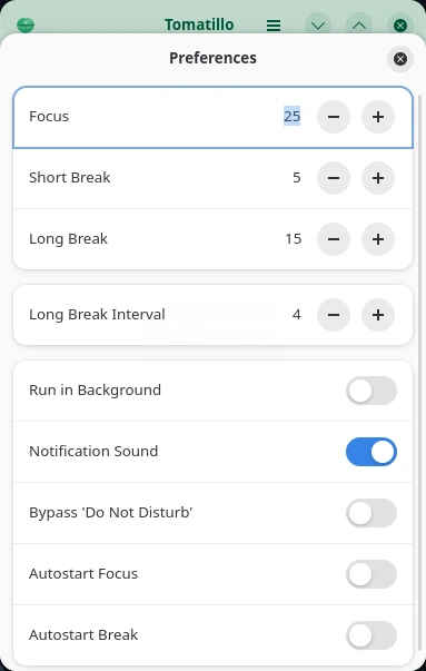 Tomatillo. Настройки