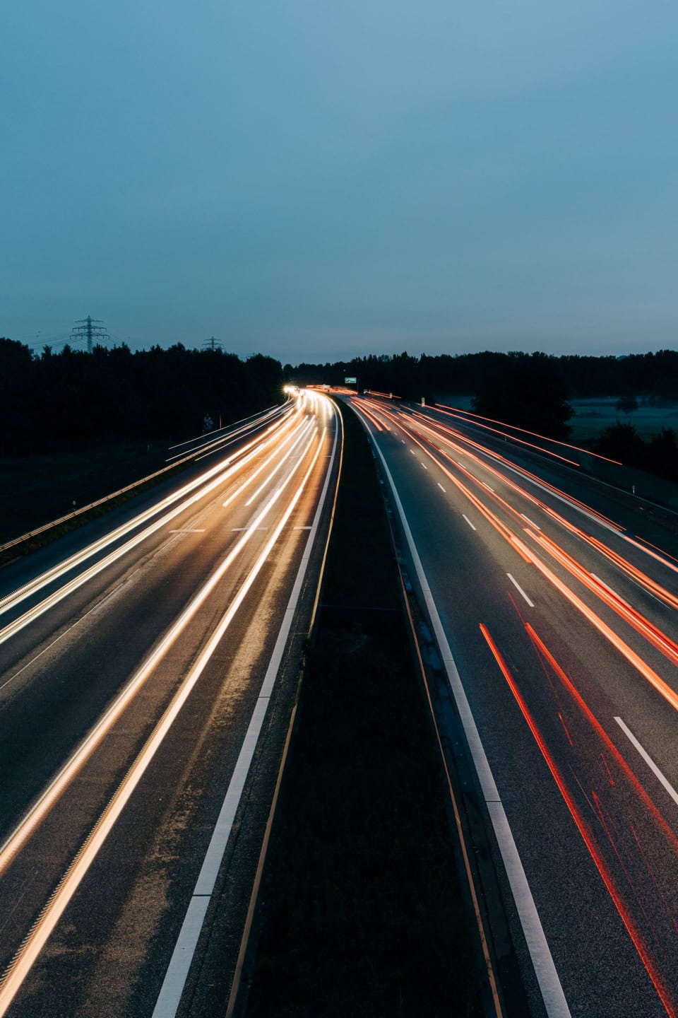 Barnimages. Traffic Flow At Twilight On An Autobahn Near Hamburg