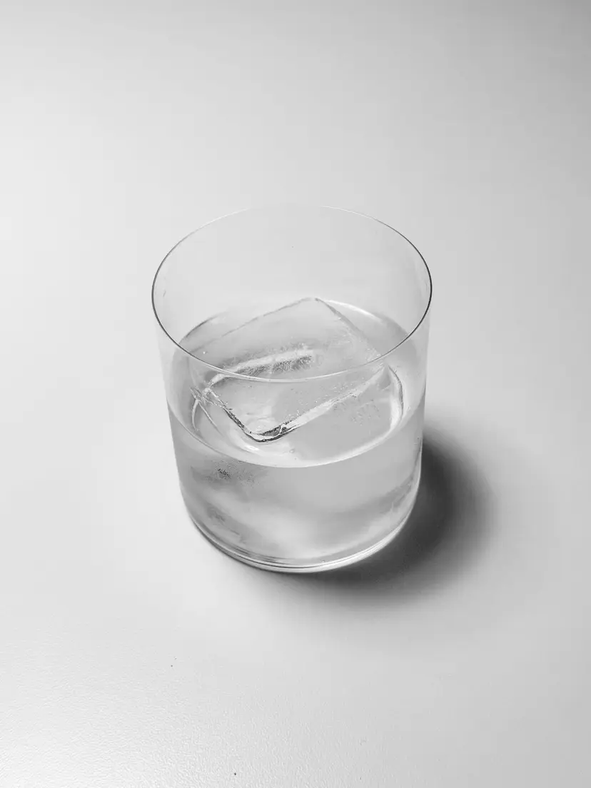 Cupcake. A glass of ice water