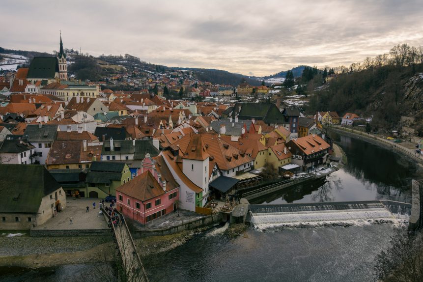 Český Krumlov Townscape with the Vltava river