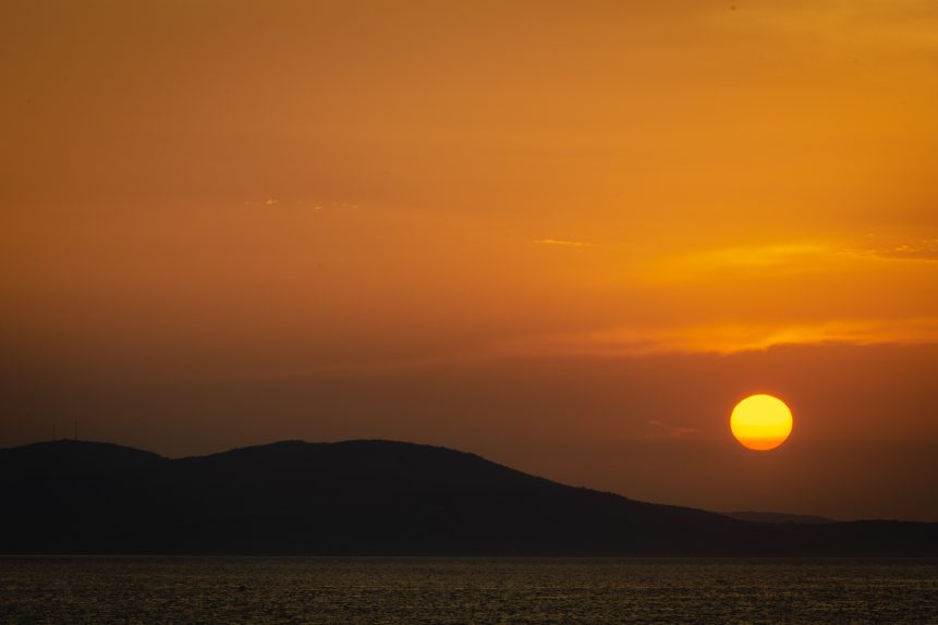 LibreShot. Sunset. Orange sunset over the sea in Makarska, Croatia