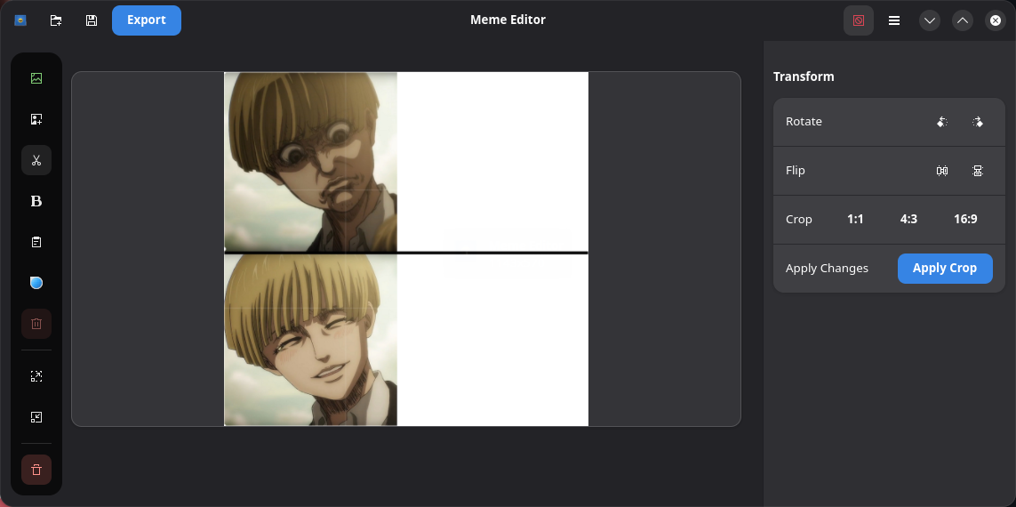 Memerist. Трансформация изображения. Тёмная тема