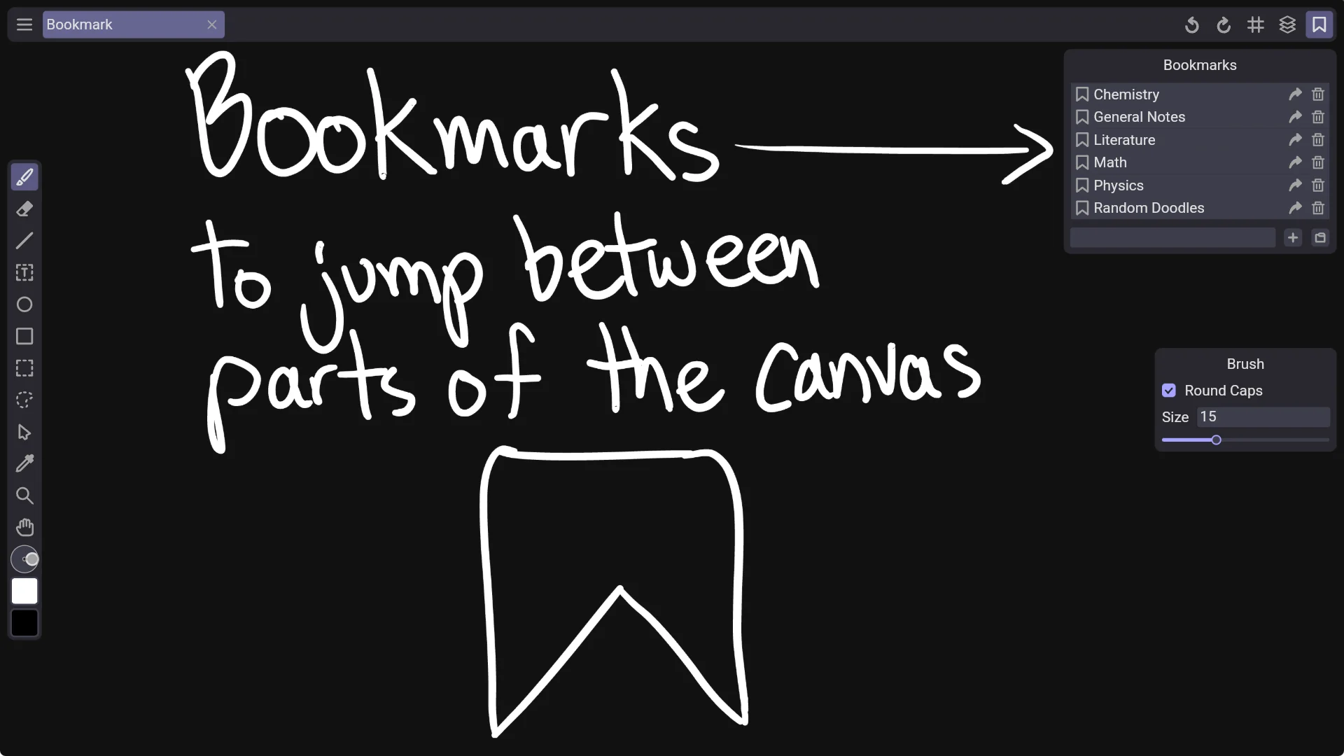 InfiniPaint. Закладки. Скриншот взят с официального сайта