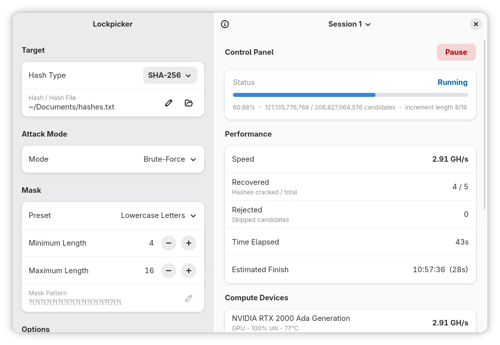 Lockpicker. Окно программы. Скриншот взят с официального сайта