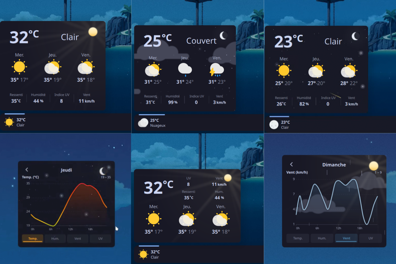 Minimalist Animated Weather. Тёмная тема. Скриншот взят с официального сайта