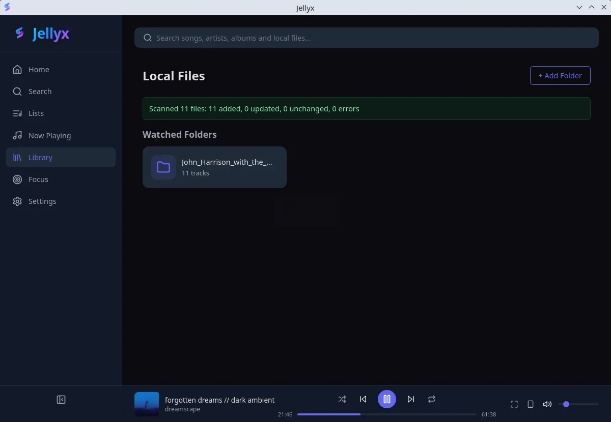 Jellyx. Библиотека локальных файлов