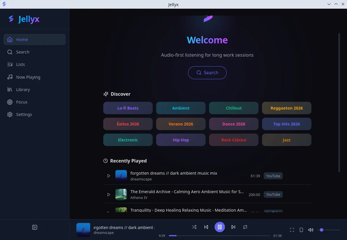 Jellyx. Домашняя страница