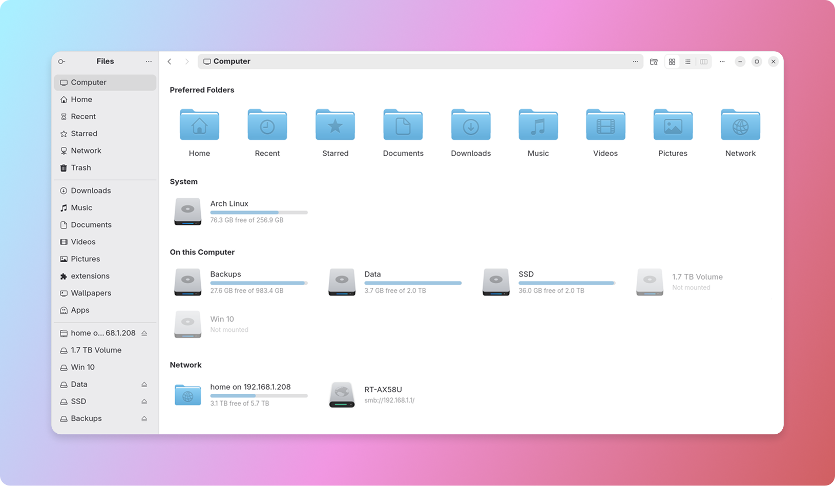 My Computer для Nautilus. Общий вид. Скриншот взят с официального сайта