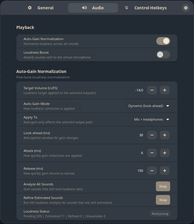 Linux Soundboard. Настройки аудио